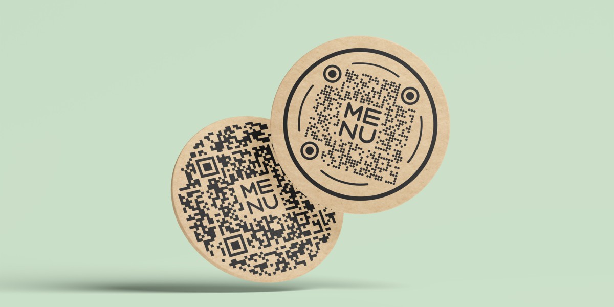 Two beer mats with decorative QR codes